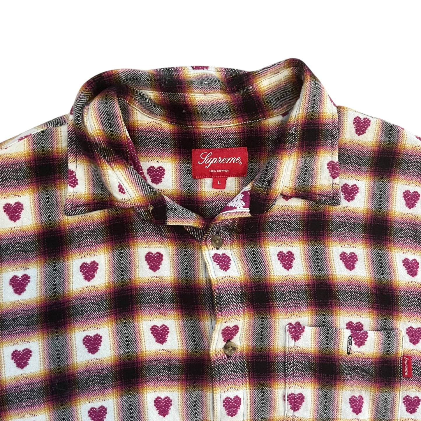 Supreme Hearts Button Down Flannel - Red (Large)