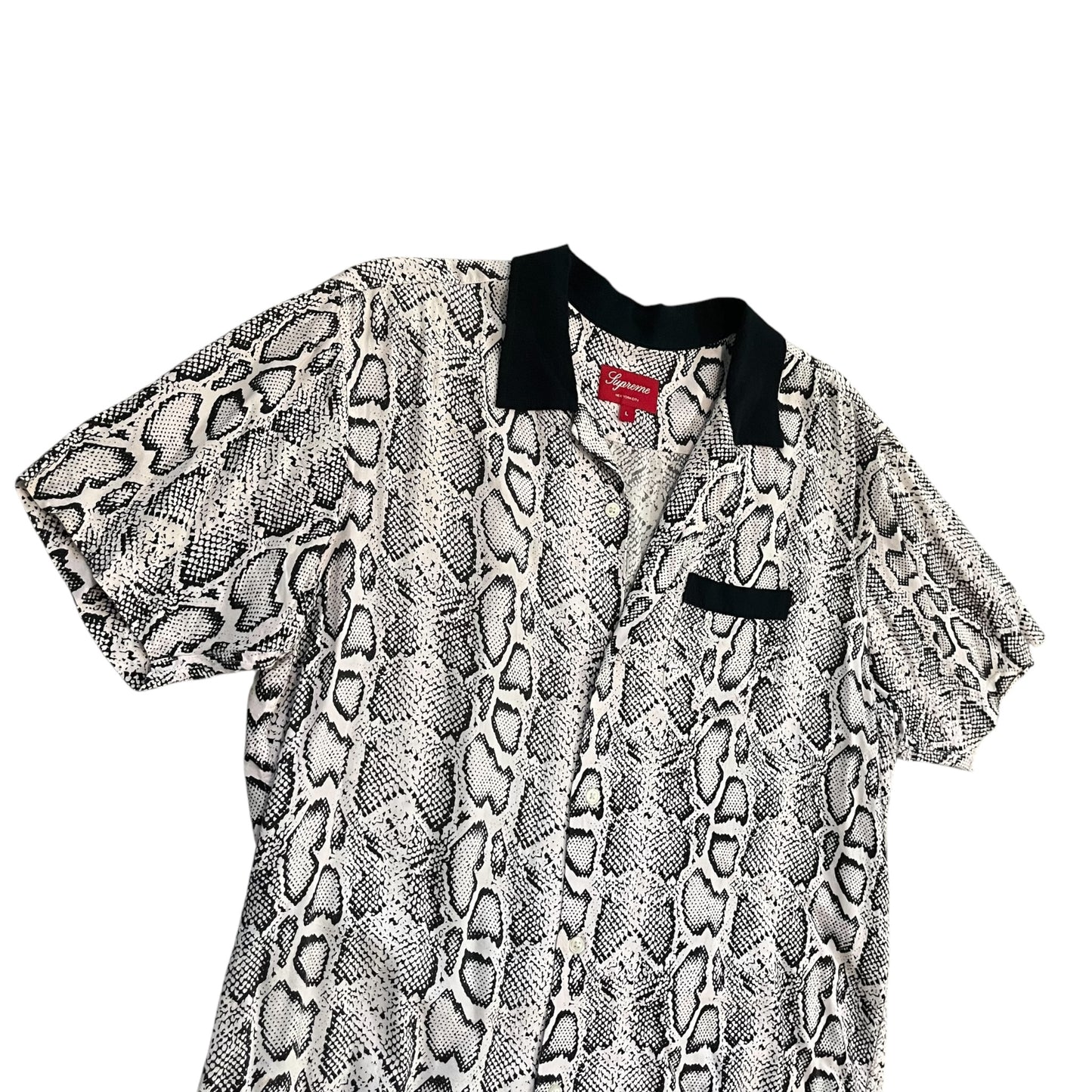 Supreme Snakeskin Rayon Shirt - White / Black (Large)