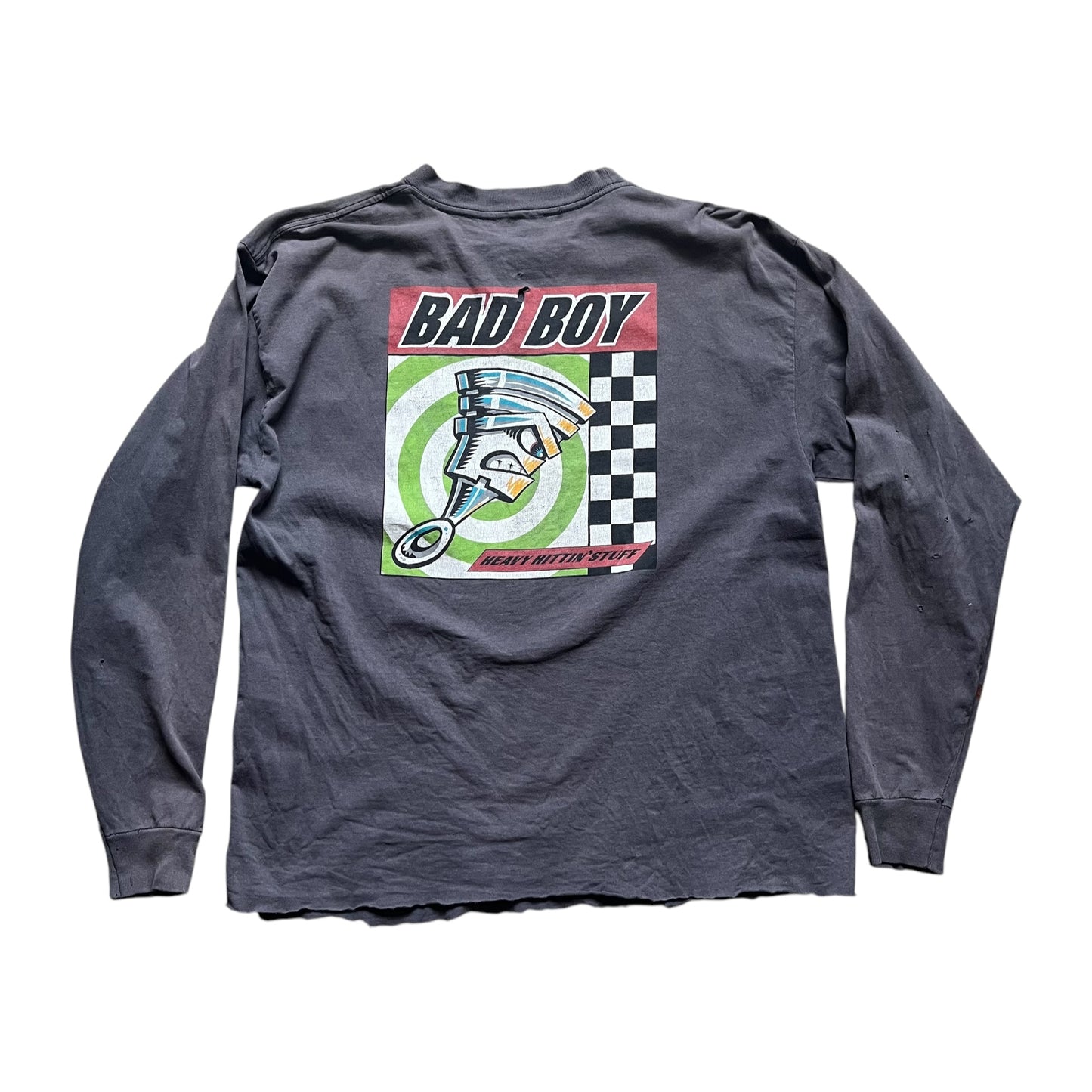 VINTAGE Bad Boy Club Thrashed Long Sleeve T-Shirt (Large)