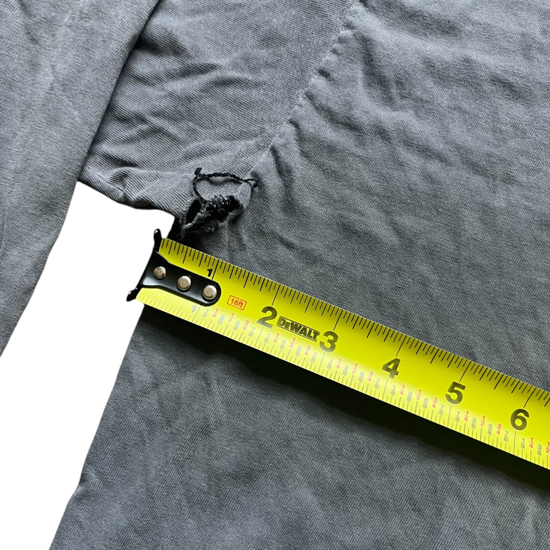 VINTAGE Hanes Beefy-T Distressed Long Sleeve T-Shirt - Black (XL)