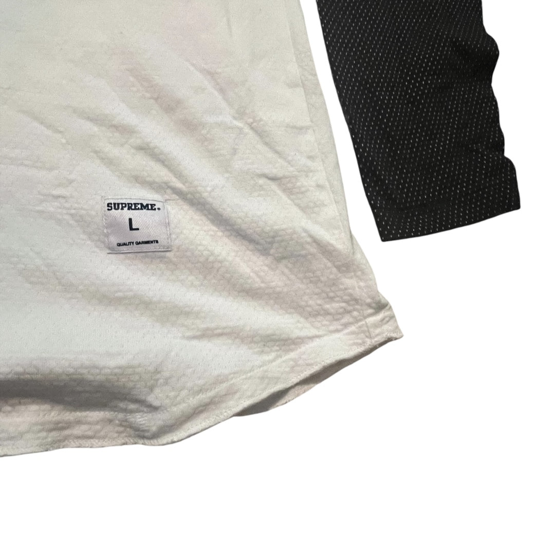 Supreme NY Logo Raglan T Shirt - White / Black (Large)