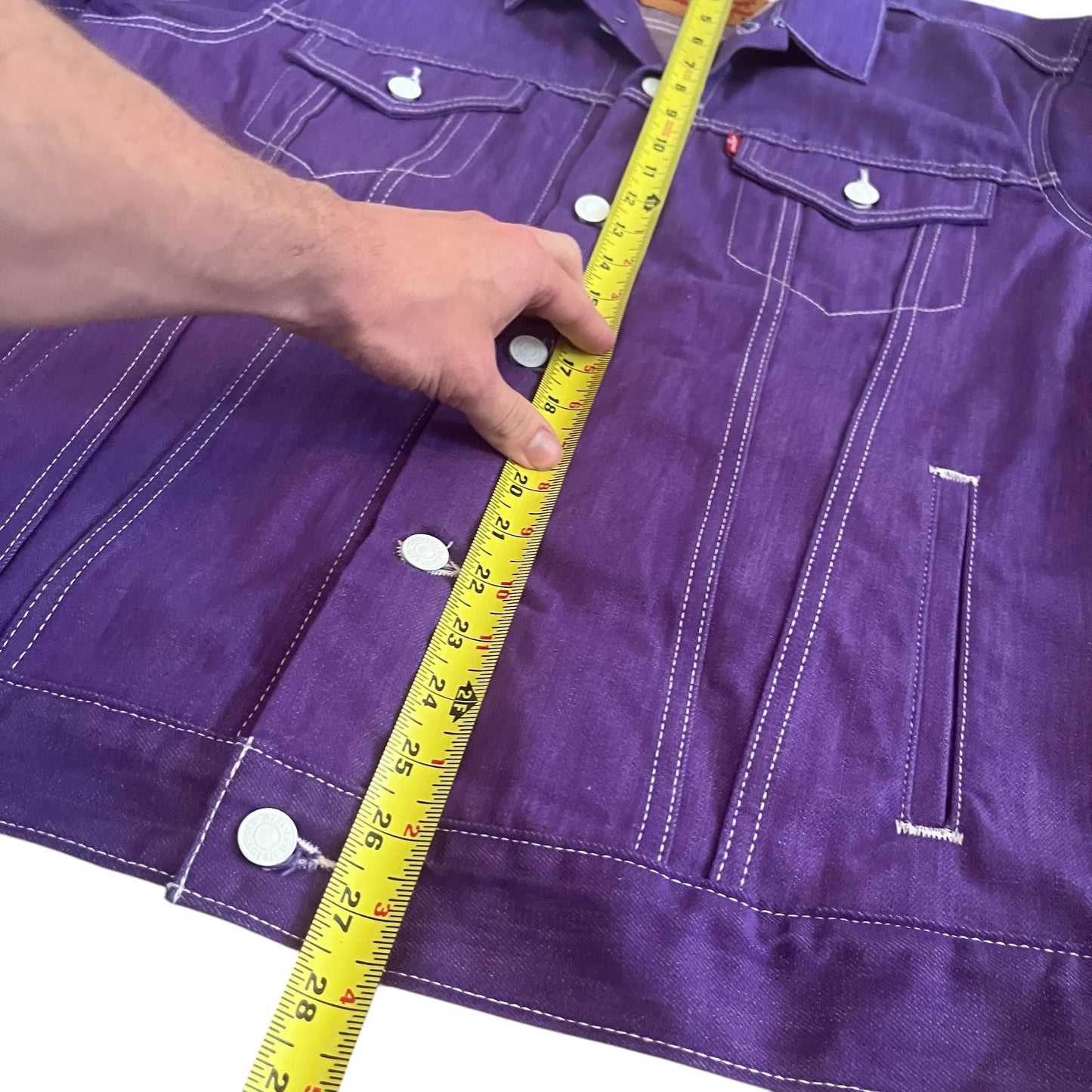 Levi's Contrast Stitching Purple Raw Denim Trucker Jacket (XL)