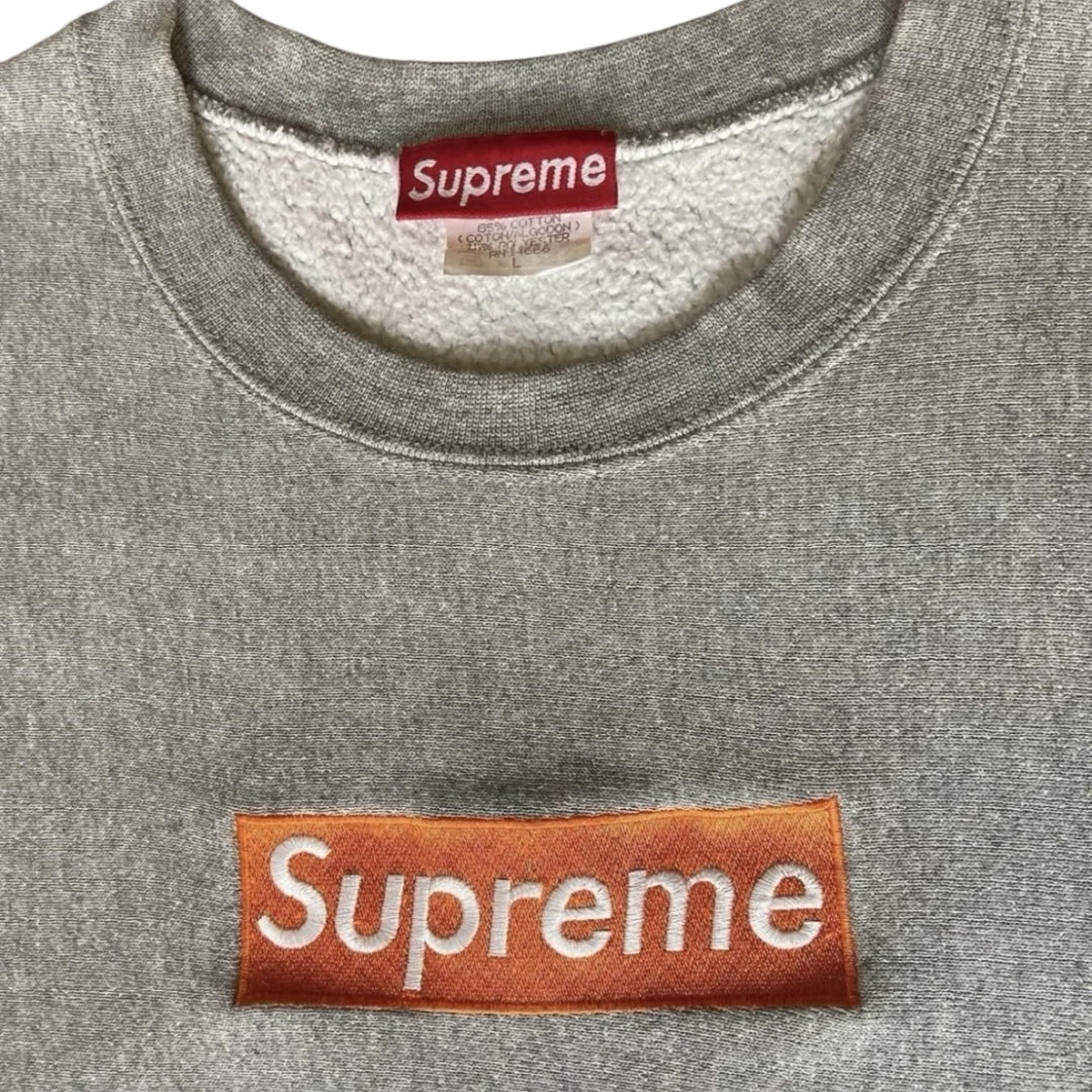 Supreme Orange on Grey Box Logo Sweatshirt (Large)