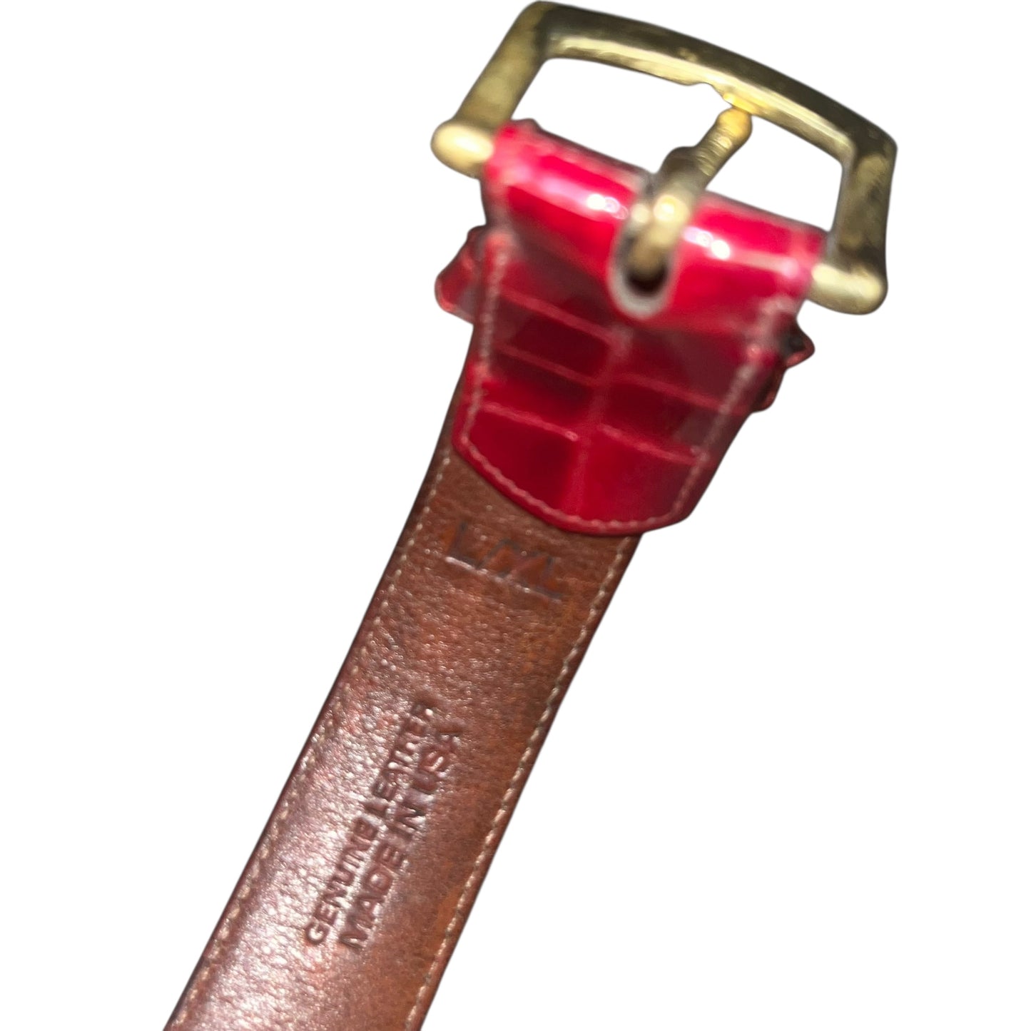 Supreme Croc Leather Belt - L / XL (Red)