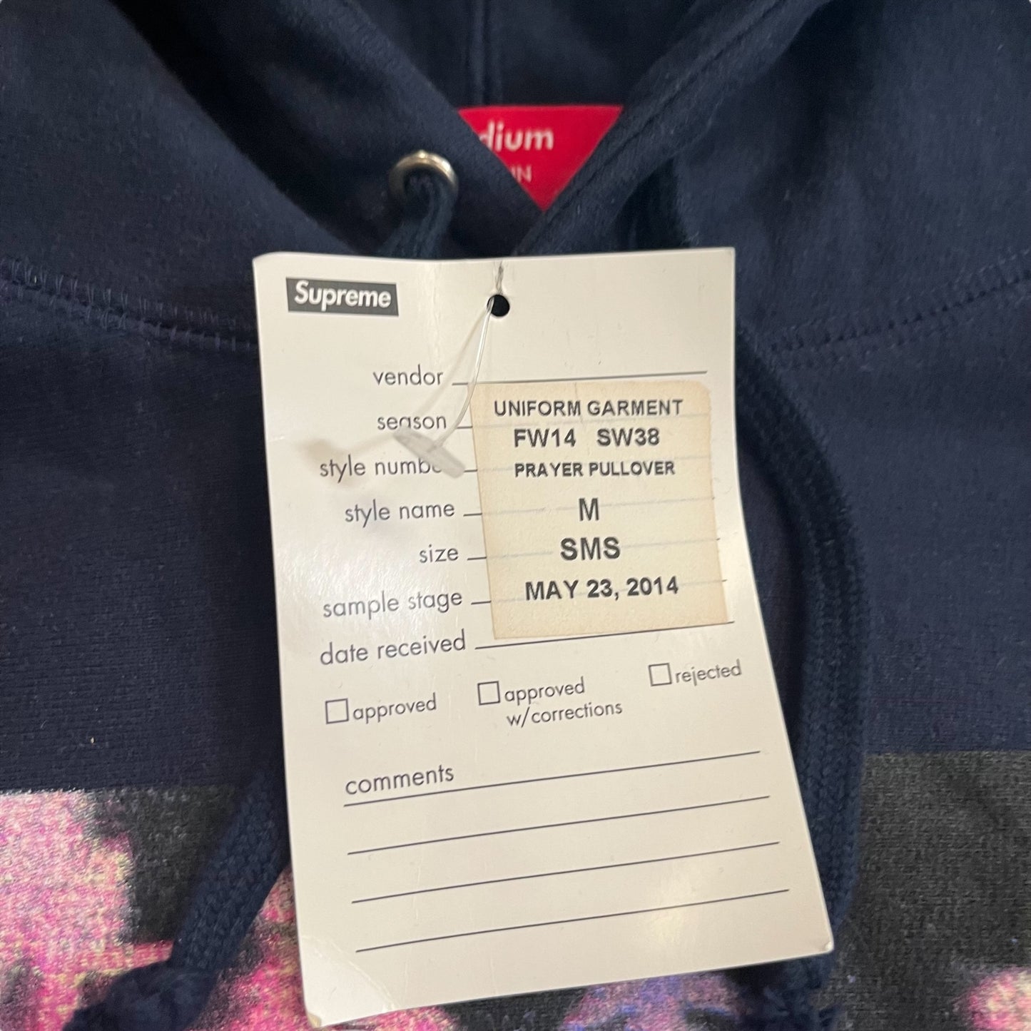 SAMPLE Supreme "Madonna Burning Crosses" Hoodie Sweatshirt - Navy