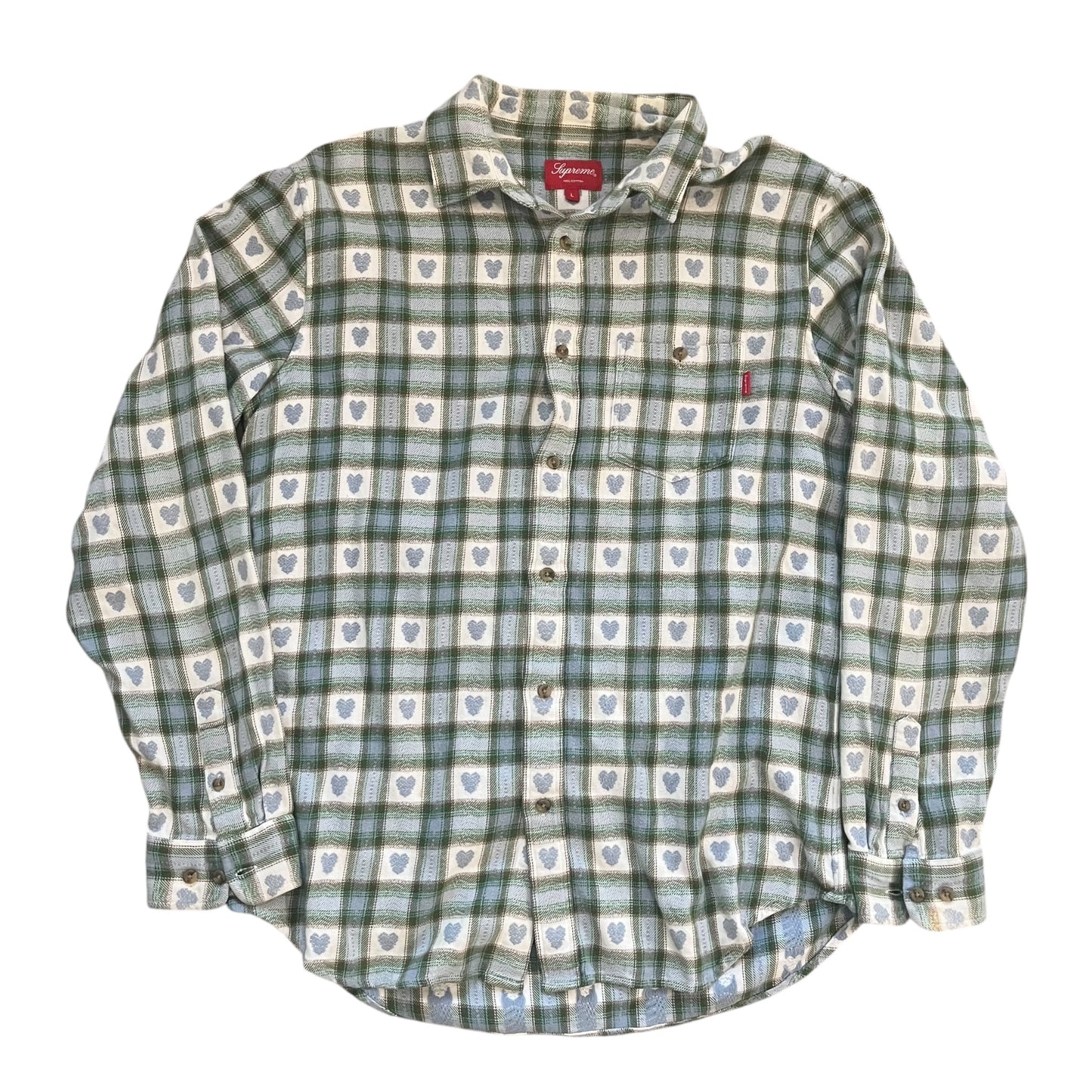 Supreme Hearts Button Down Flannel - Green (Large)