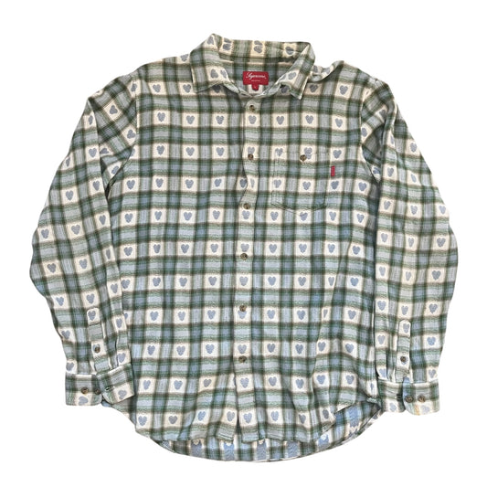 Supreme Hearts Button Down Flannel - Green (Large)