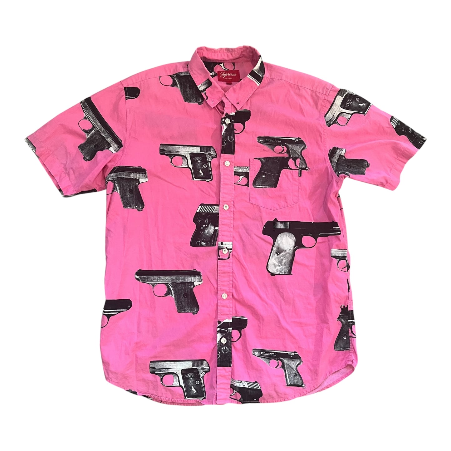 Supreme Guns Button Up Shirt - Pink (Large)