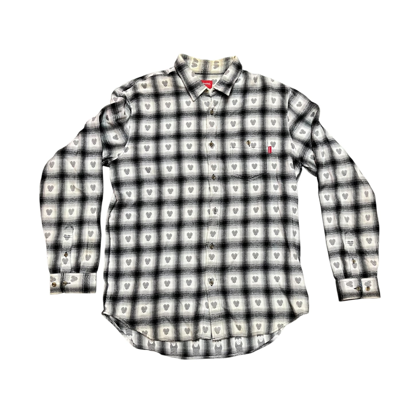 Supreme Hearts Button Down Flannel - Grey (Large)