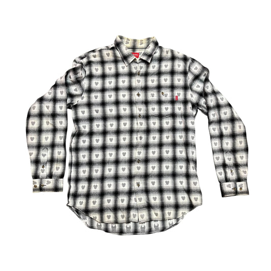 Supreme Hearts Button Down Flannel - Grey (Large)