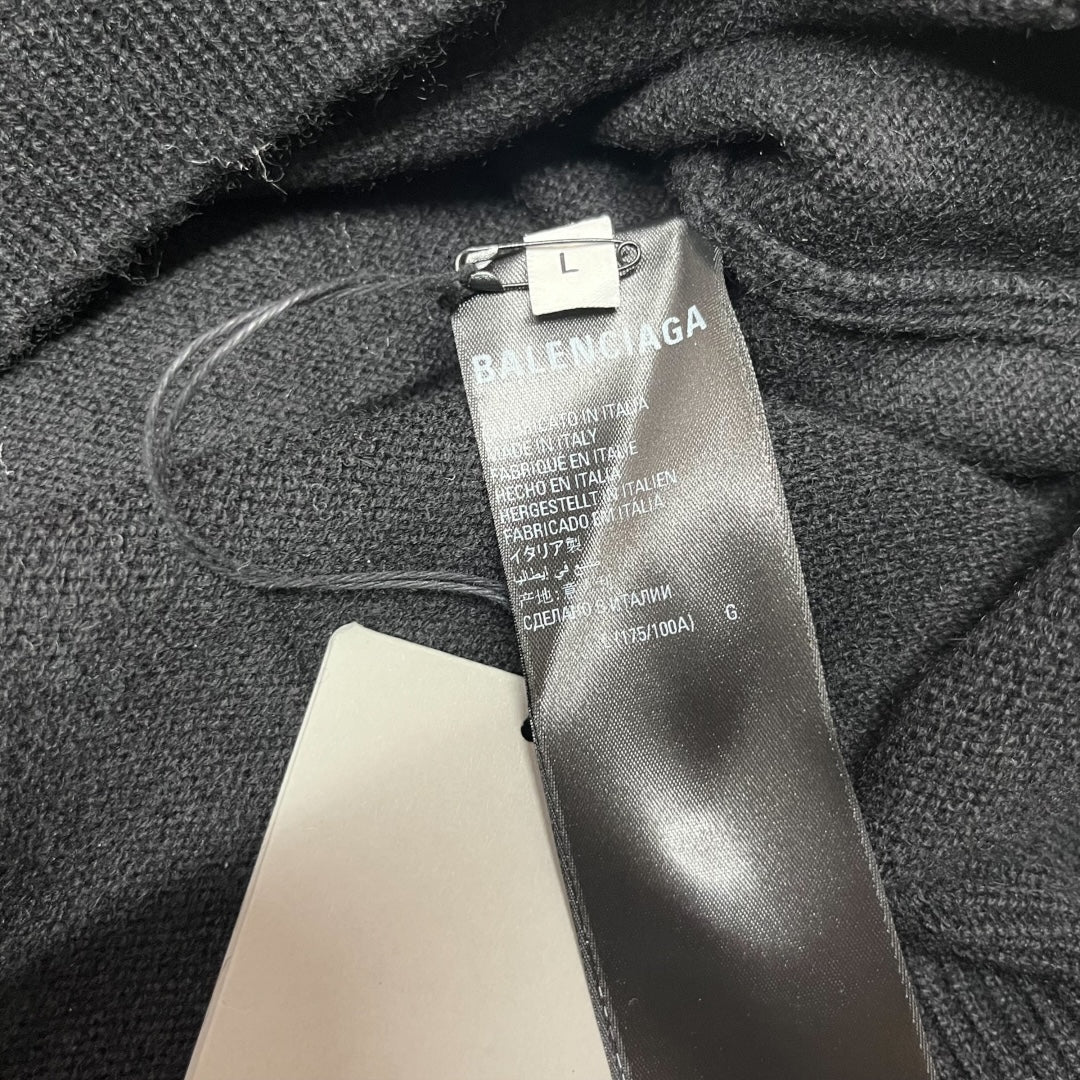 Balenciaga Logo Cashmere Knit Sweater - Black (Large)