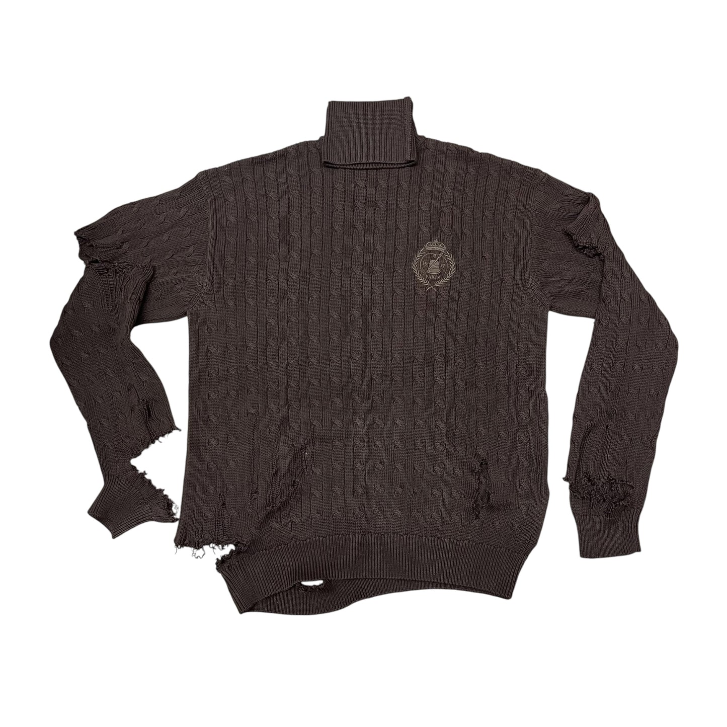 Balenciaga Destroyed Turtleneck Knit Sweater - Black (Size 3)