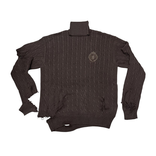 Balenciaga Destroyed Turtleneck Knit Sweater - Black (Size 3)