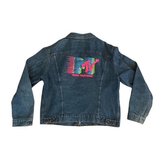 VINTAGE MTV Denim Trucker Jacket (size 44 / Medium)