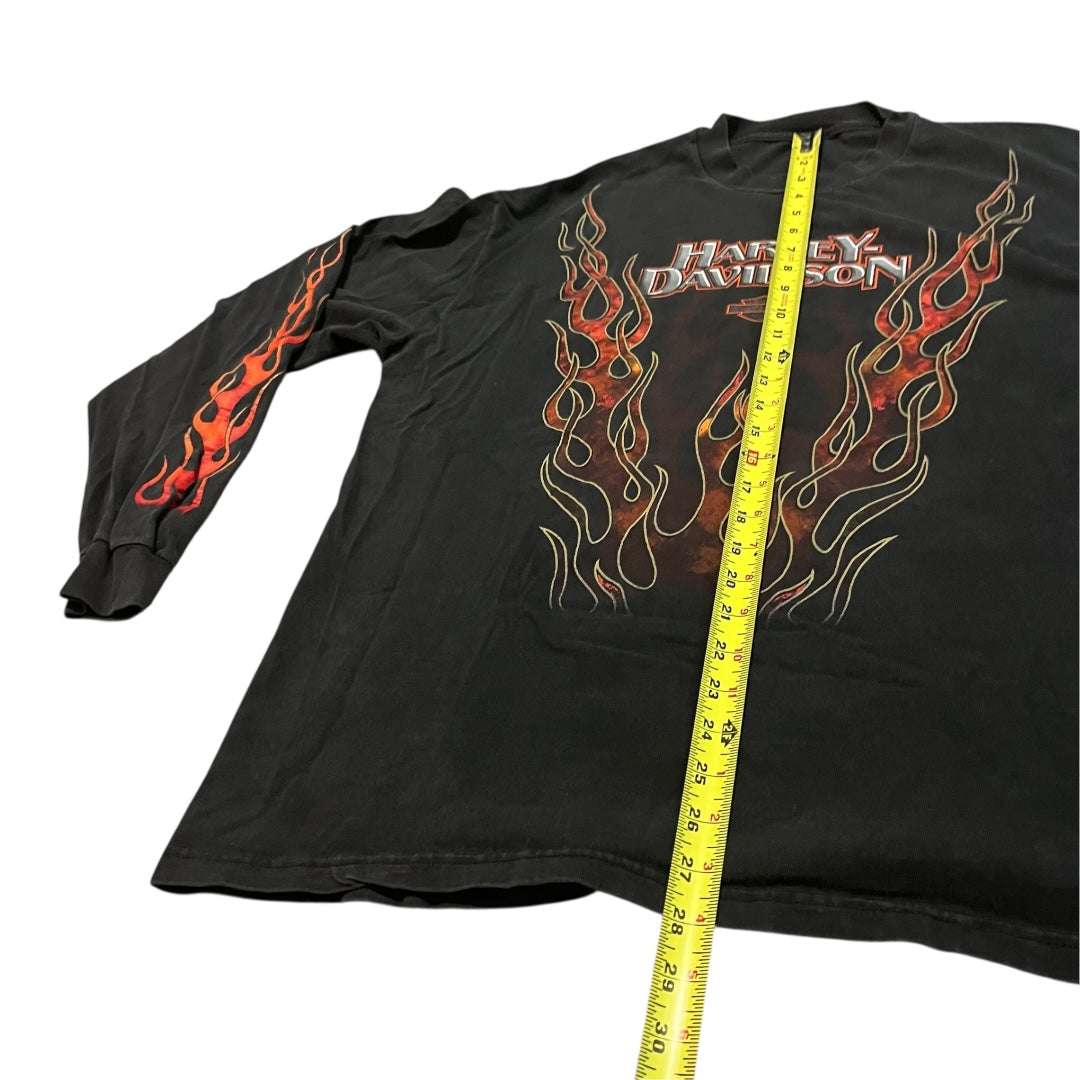 VINTAGE Harley Davidson Flames Long Sleeve T Shirt (XL)