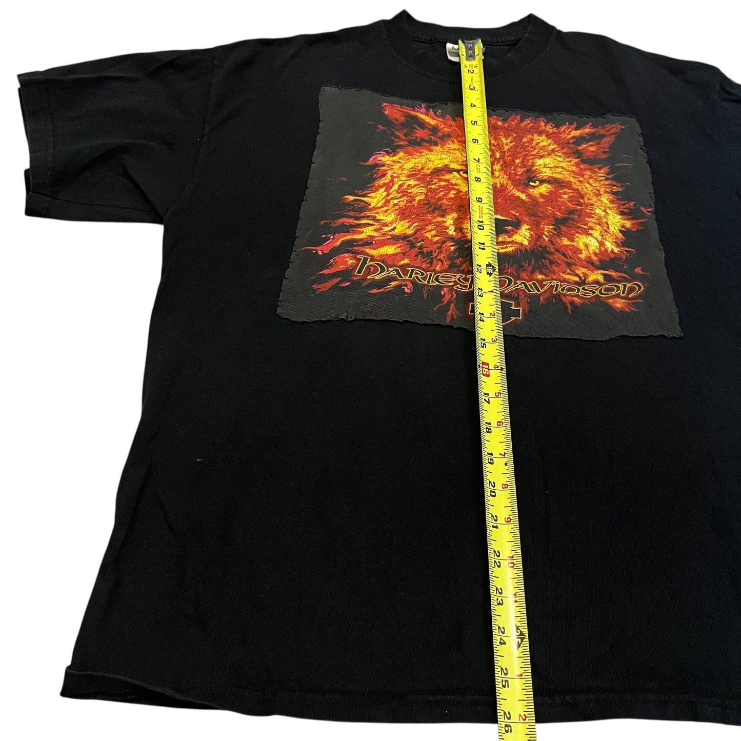 VINTAGE Harley Davidson Fire Wolf Reworked T Shirt (Large)