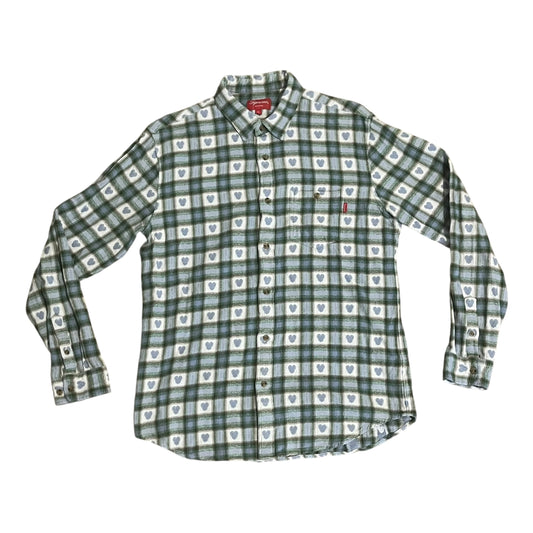 Supreme Hearts Button Down Flannel - Green (Large)