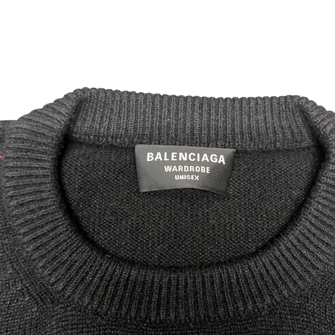 Balenciaga Logo Cashmere Knit Sweater - Black (Large)