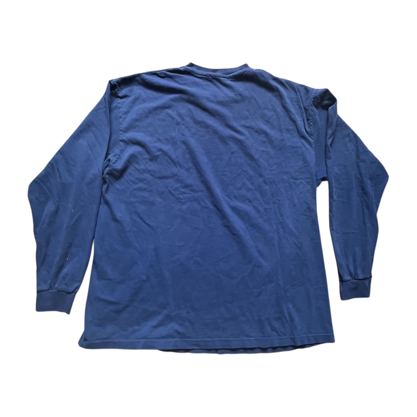 VINTAGE Hanes Beefy-T Distressed Long Sleeve T-Shirt - Navy (XL)