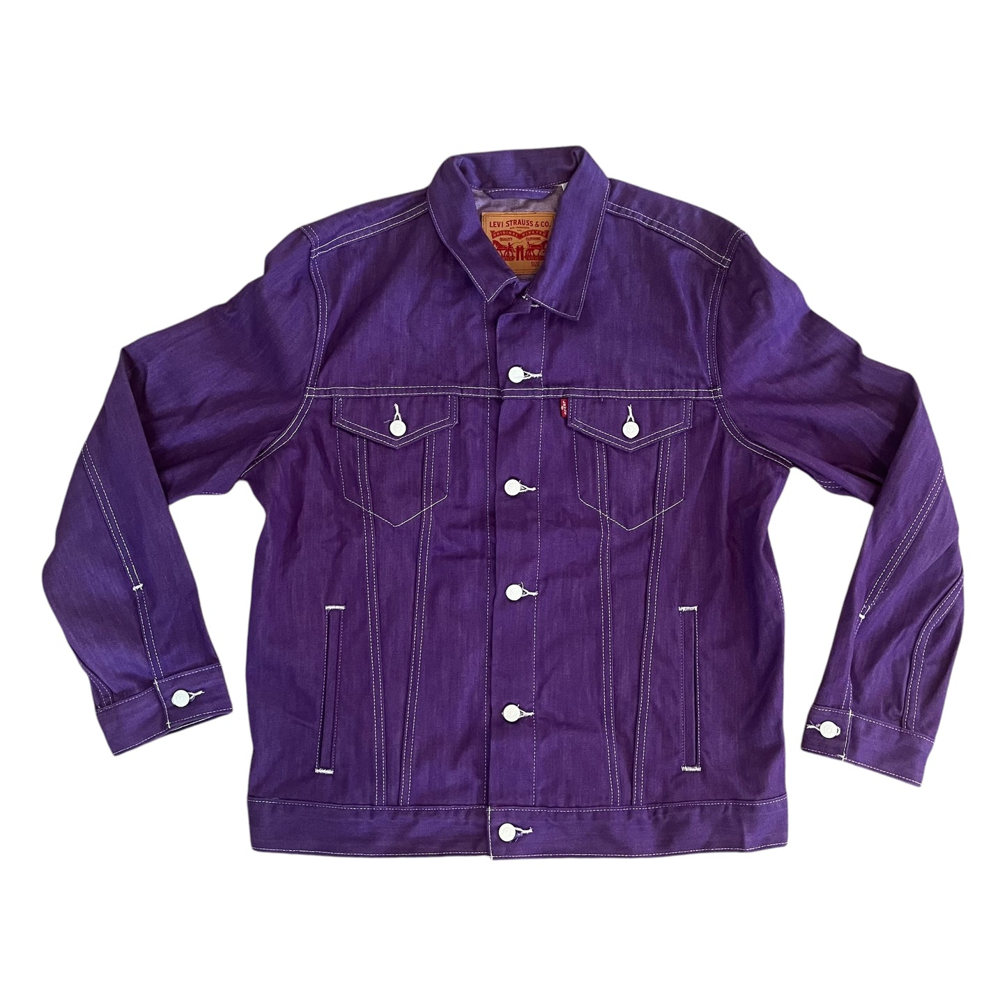 Levi's Contrast Stitching Purple Raw Denim Trucker Jacket (XL)