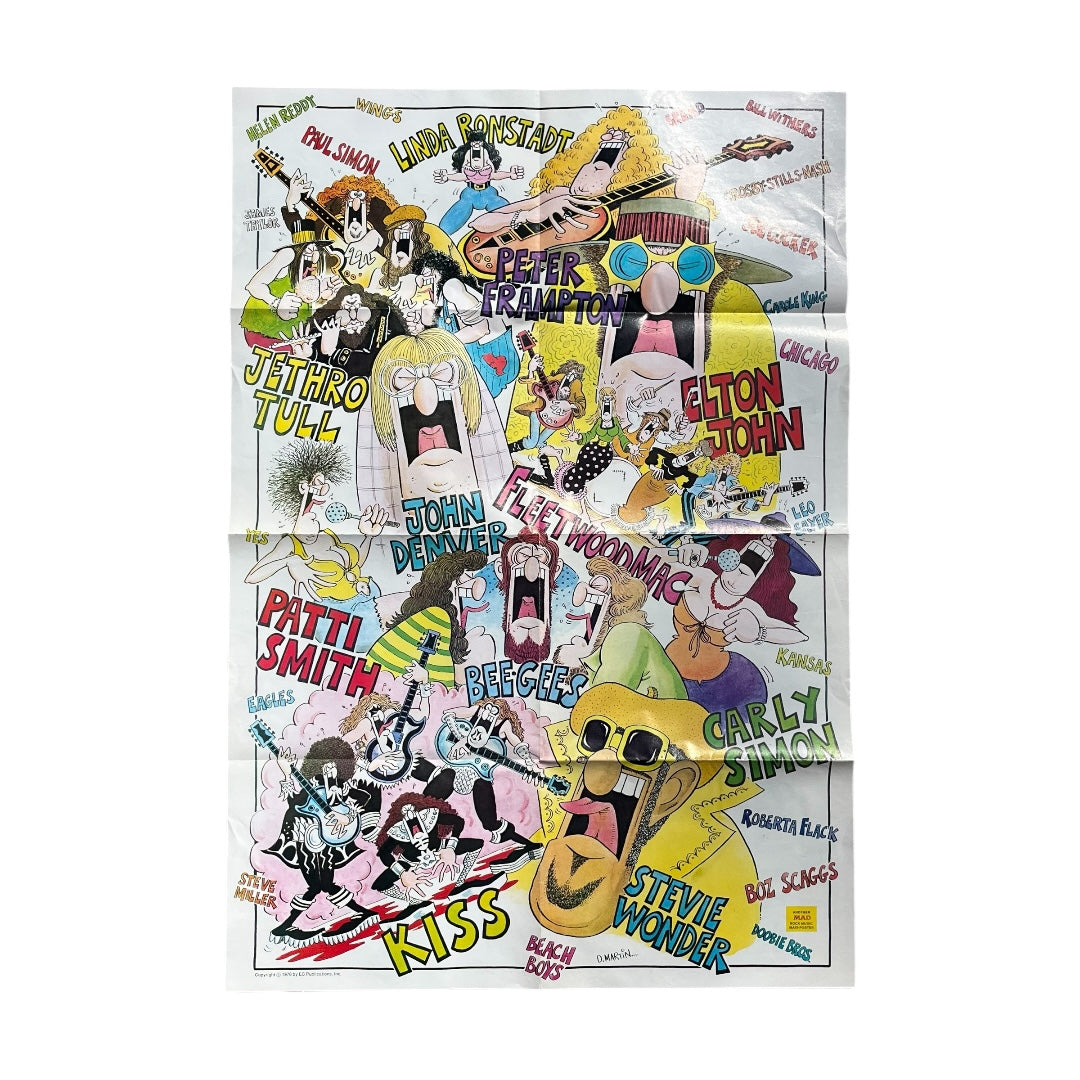 VINTAGE 1978 MAD Magazine Double-Sided Poster Beatles / Rock Stars (20x29)