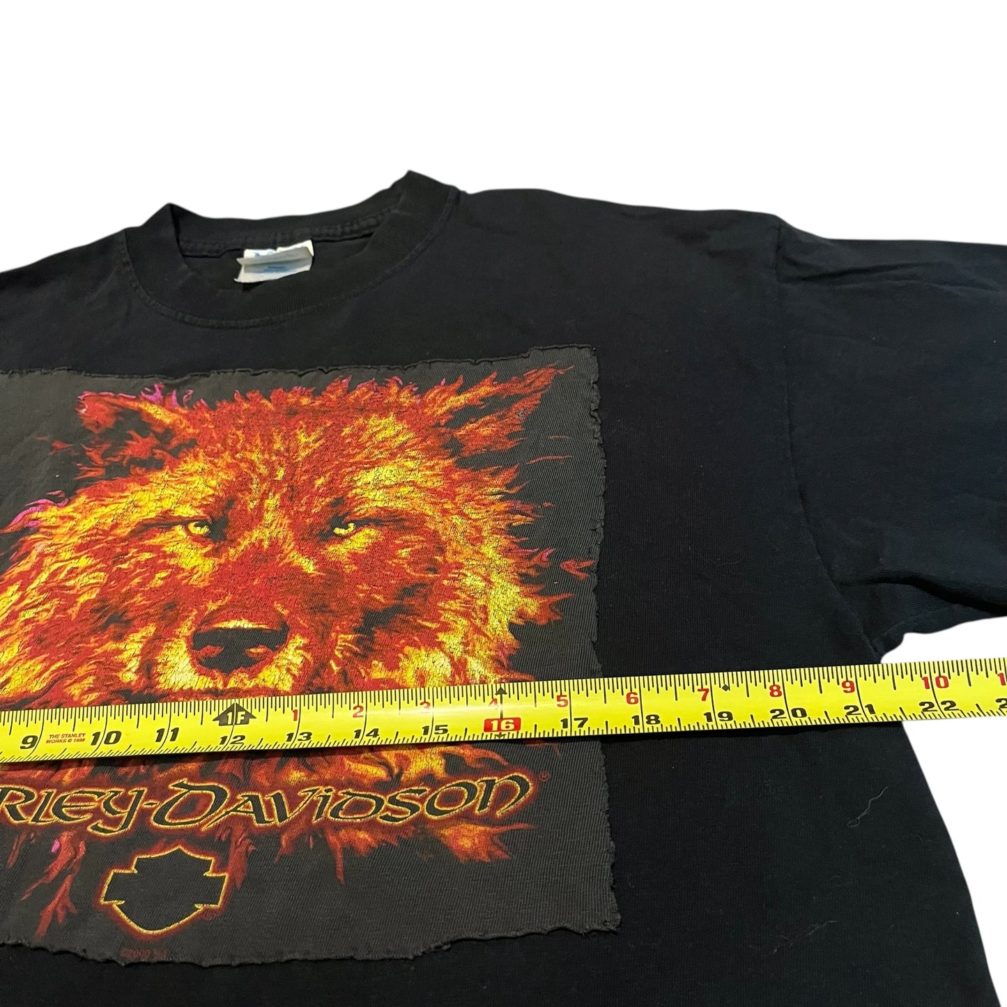 VINTAGE Harley Davidson Fire Wolf Reworked T Shirt (Large)