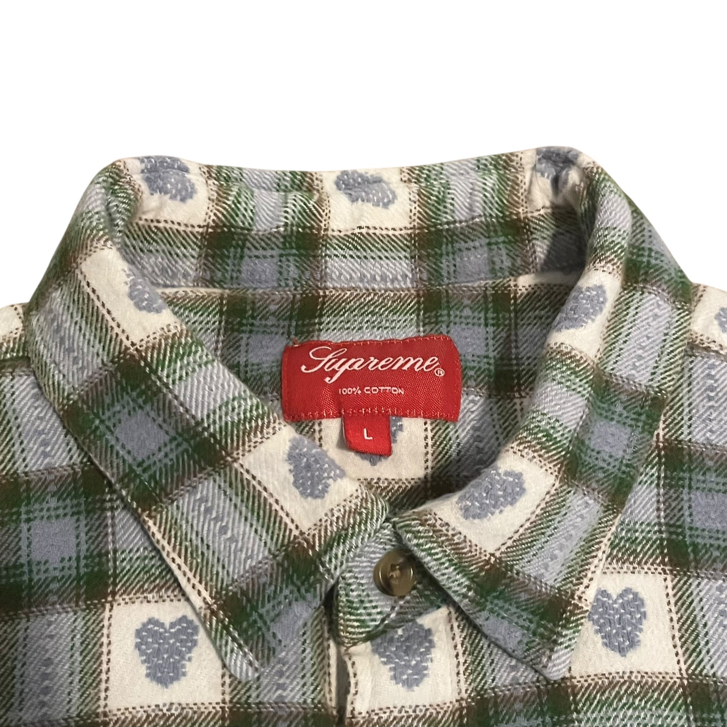 Supreme Hearts Button Down Flannel - Green (Large)