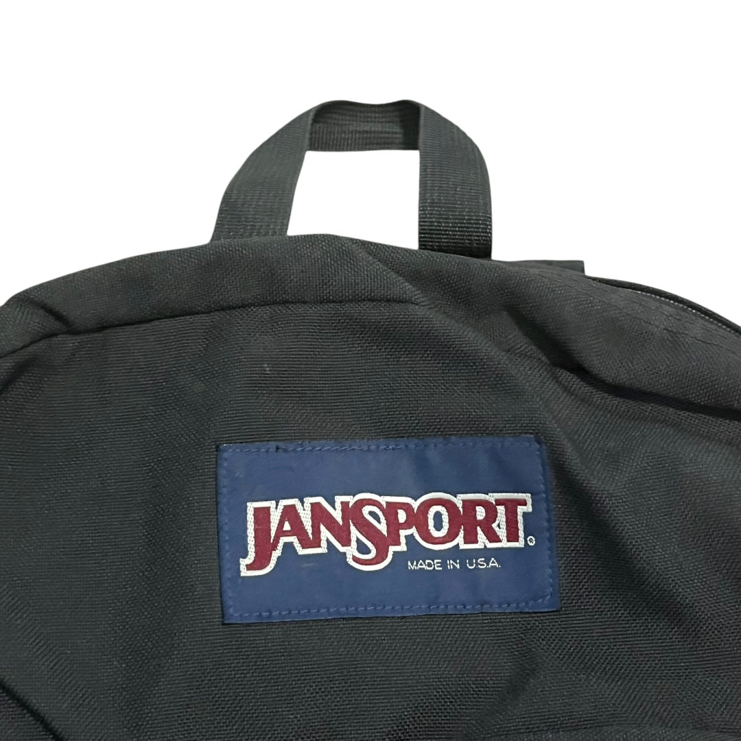 VINTAGE JanSport Leather Bottom Backpack - Black