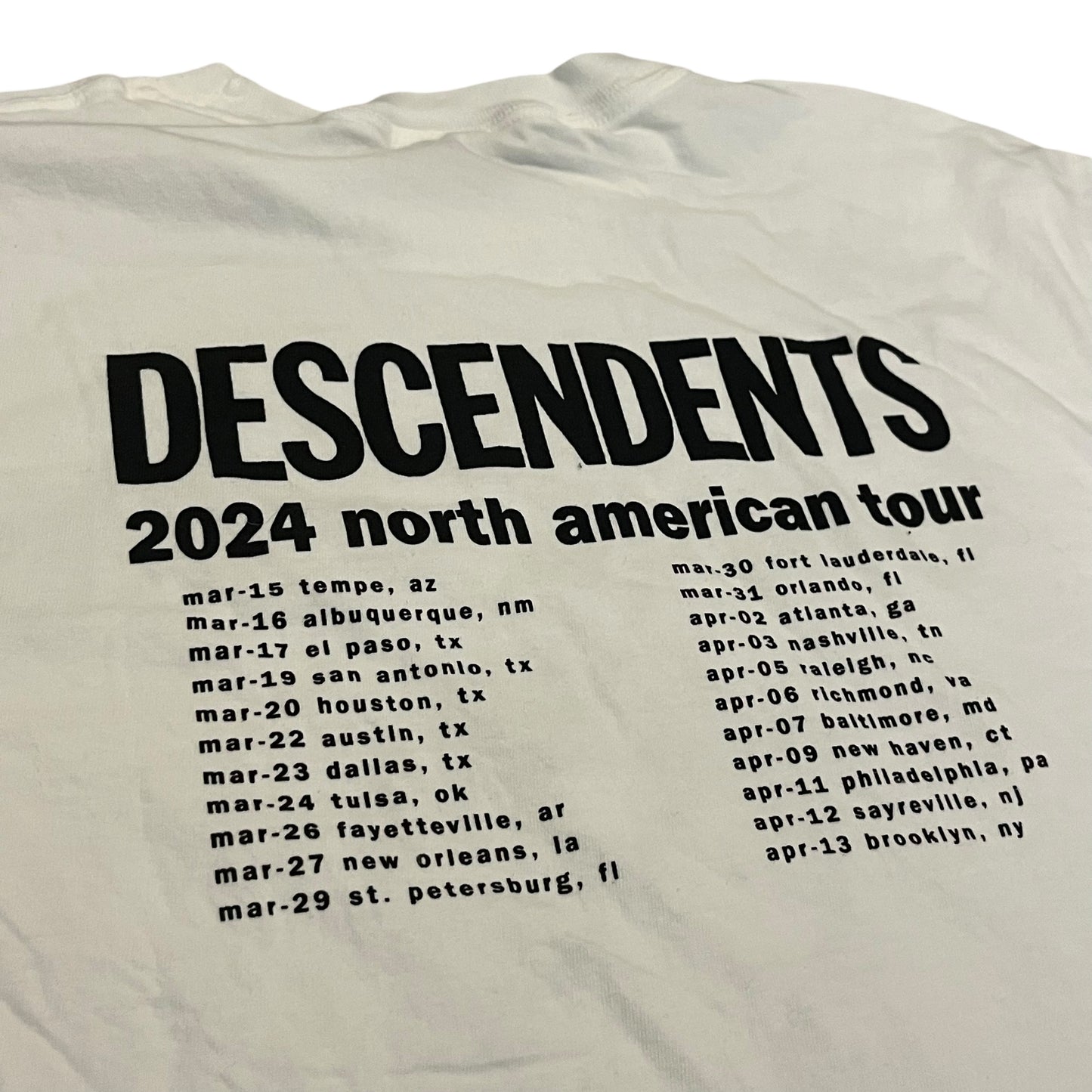 Circle Jerks x Decendents 2024 Concert Tour T Shirt - White (Large)