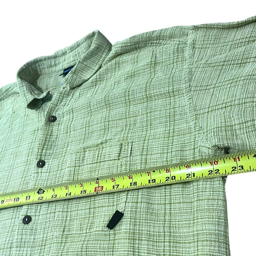 VINTAGE Patagonia Organic Cotton Plaid Button Up Shirt - Light Green (Large)