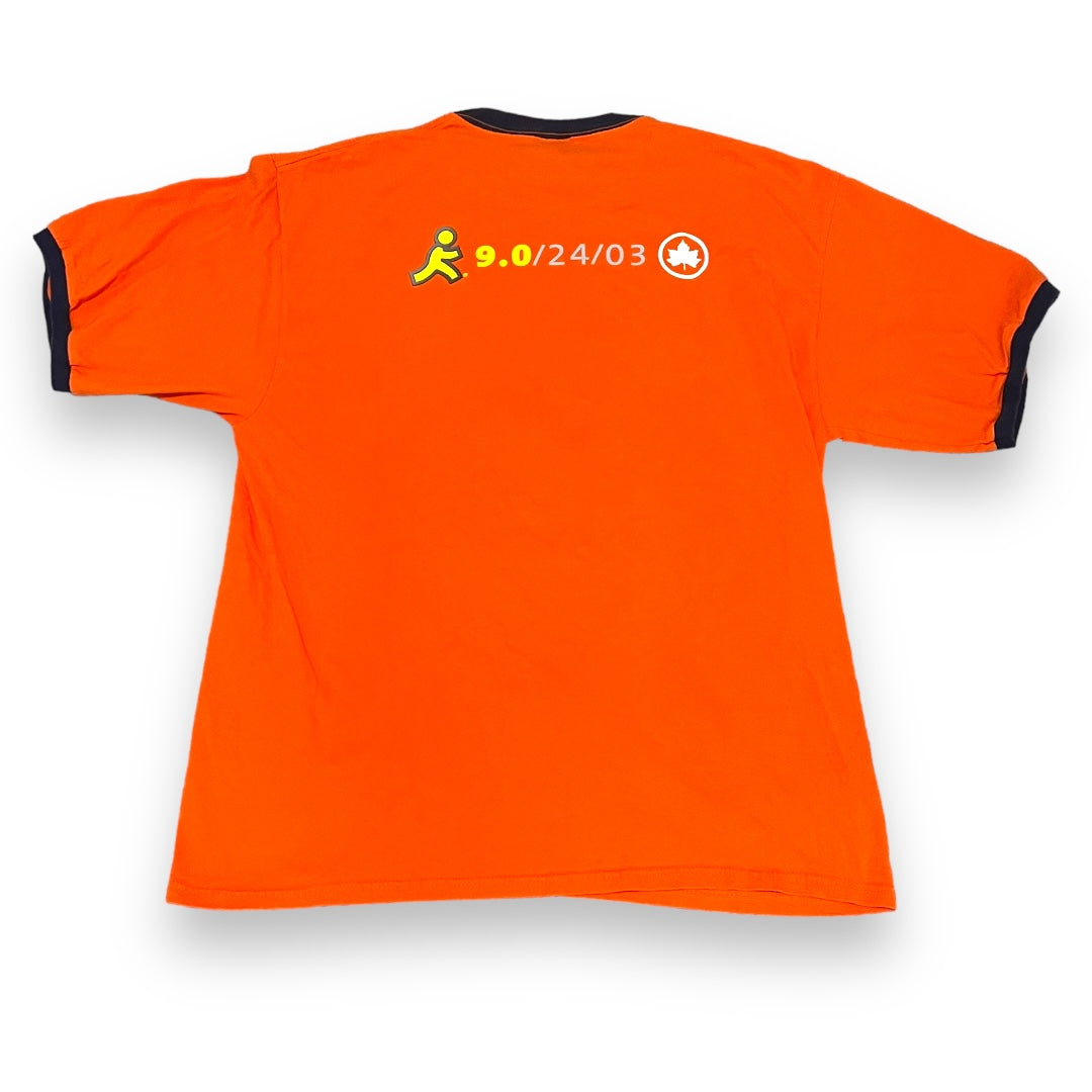 VINTAGE Dave Matthews Band AOL 2003 Ringer T-Shirt - Orange (XL)
