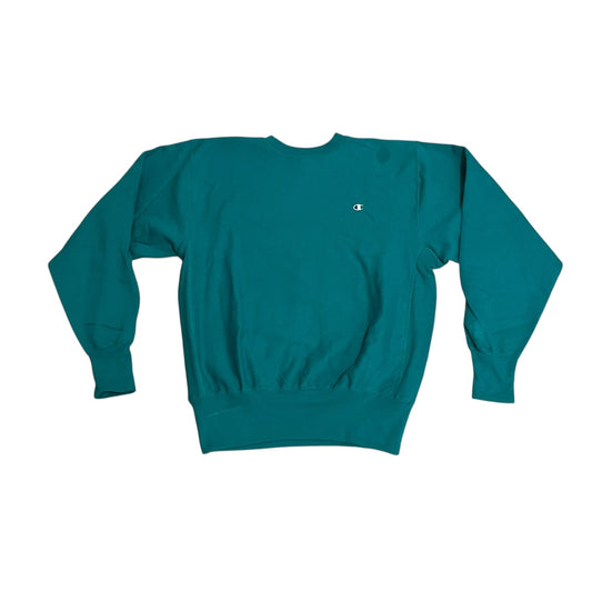 VINTAGE 1990s Champion Reverse Weave Logo Sweatshirt - Teal (XL)