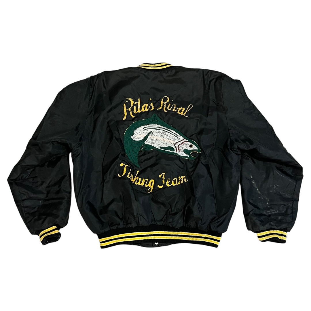 VINTAGE Chainstitch Fishing Embroidery Varsity Jacket (XL)
