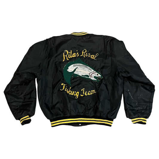 VINTAGE Chainstitch Fishing Embroidery Varsity Jacket (XL)