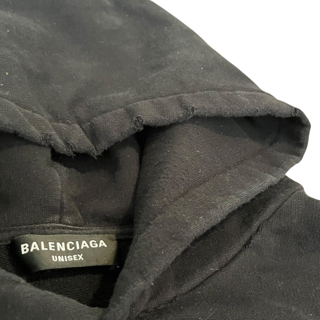 Balenciaga Distressed Oversized Script Logo Hoodie (Size 4)