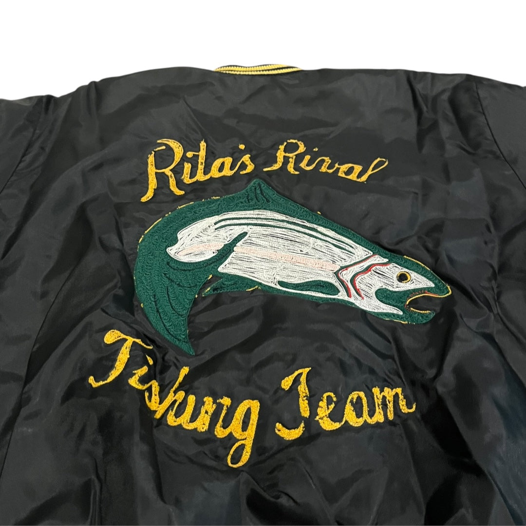 VINTAGE Chainstitch Fishing Embroidery Varsity Jacket (XL)
