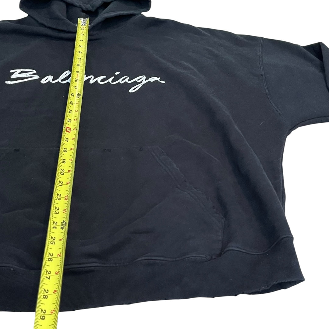 Balenciaga Distressed Oversized Script Logo Hoodie (Size 4)