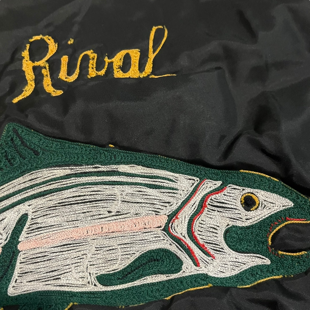 VINTAGE Chainstitch Fishing Embroidery Varsity Jacket (XL)