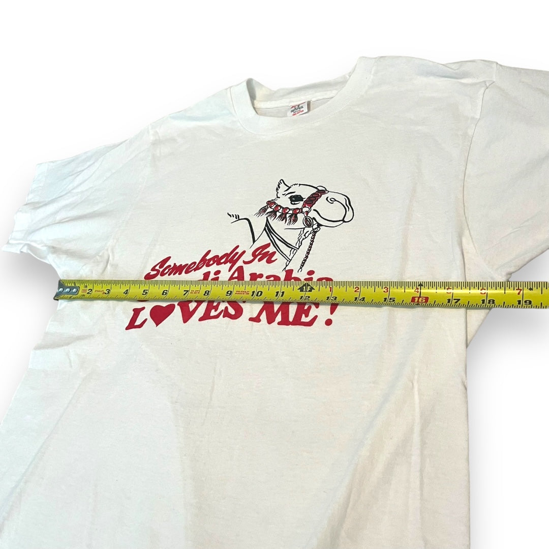 VINTAGE Saudi Arabia Tourist T-Shirt - White (Large)