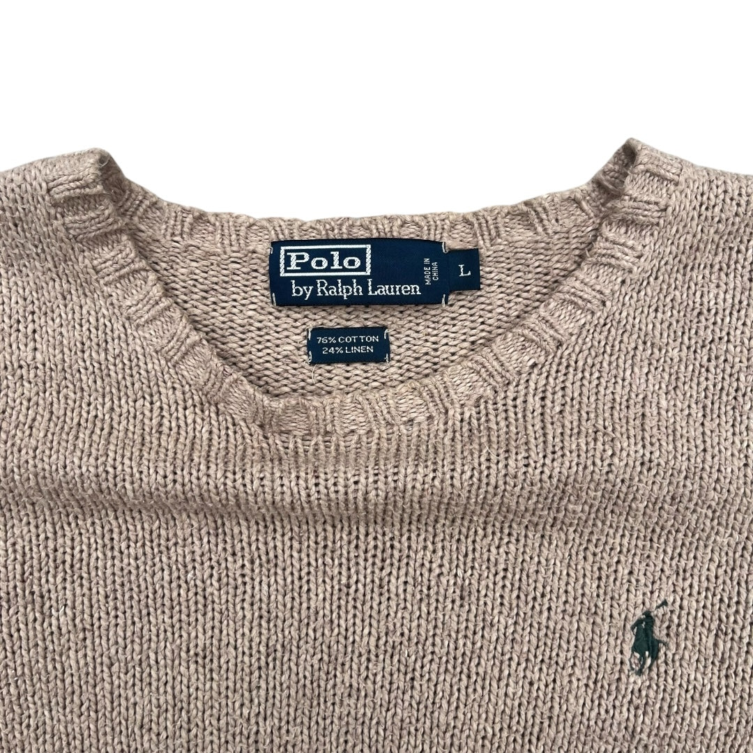 VINTAGE Polo Ralph Lauren Linen Knit Crewneck Sweater (Large)