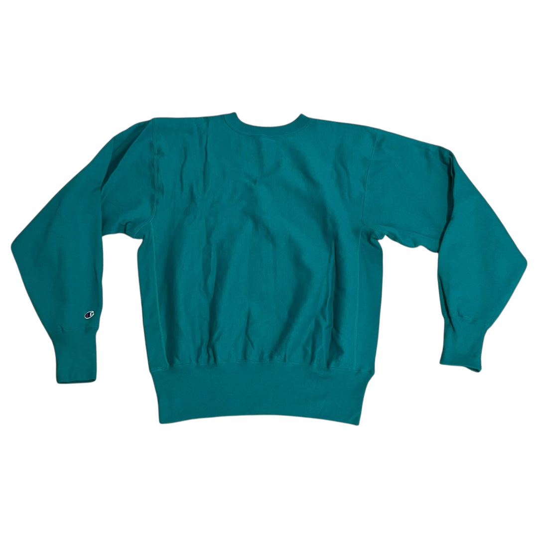 VINTAGE 1990s Champion Reverse Weave Logo Sweatshirt - Teal (XL)