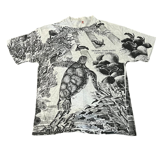 VINTAGE Treasure Island Turtles AOP T Shirt (XL)