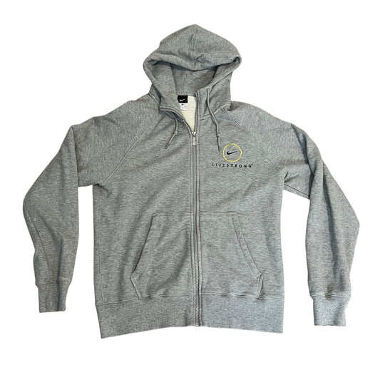 VINTAGE Nike x Livestrong Foundation Zip Up Hooded Sweatshirt (Medium)