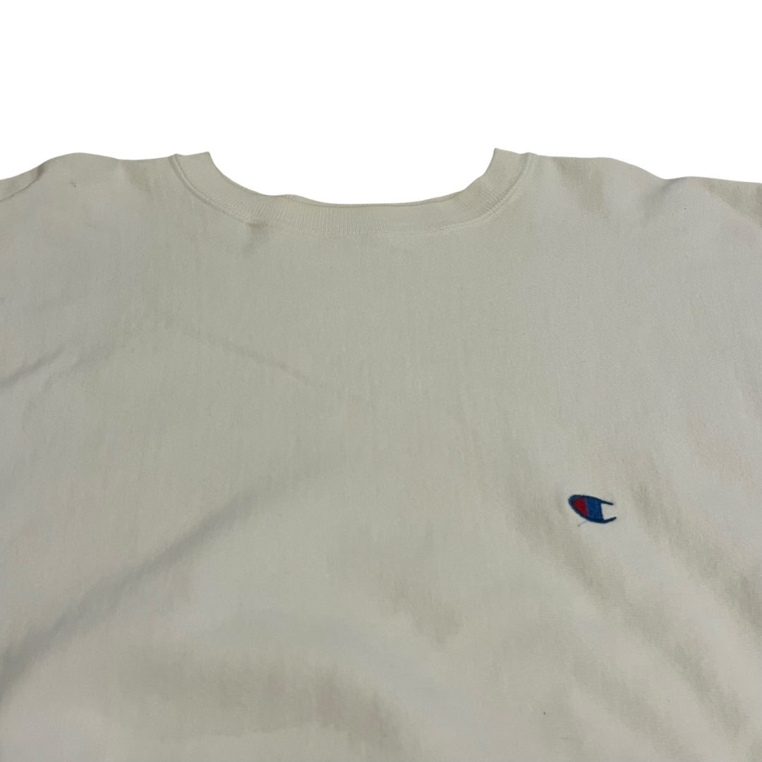 VINTAGE 1990s Champion Reverse Weave Logo Sweatshirt - White (XL)