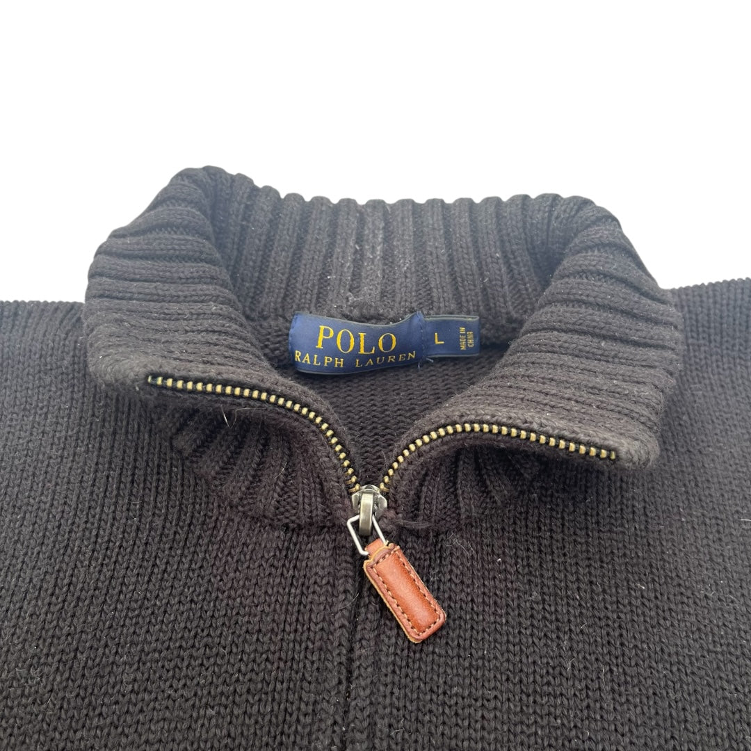 VINTAGE Polo Ralph Lauren Zip Up Knit Sweater (Large)