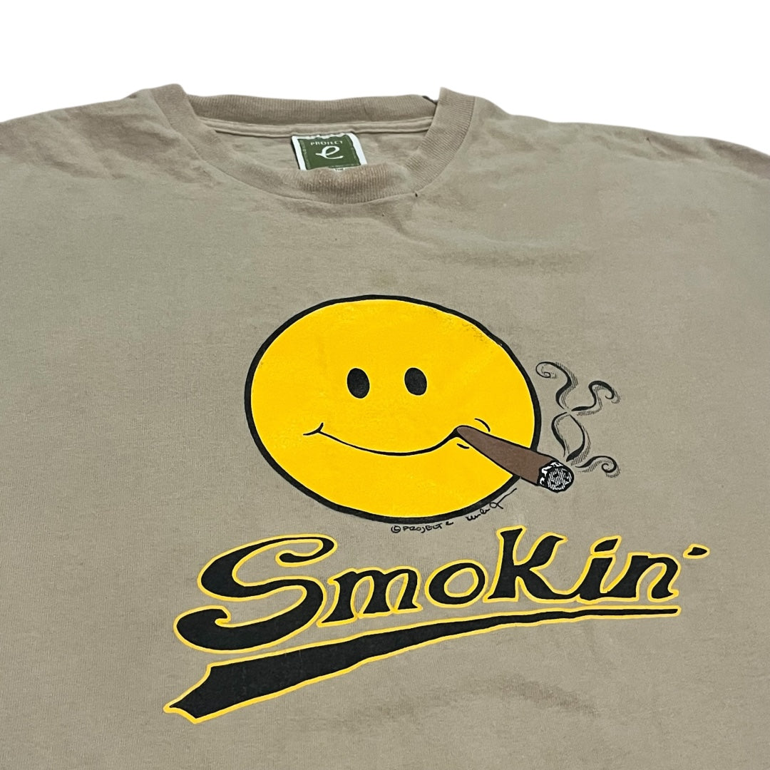 VINTAGE Project E Smokin' Smiley Face T Shirt (XL)