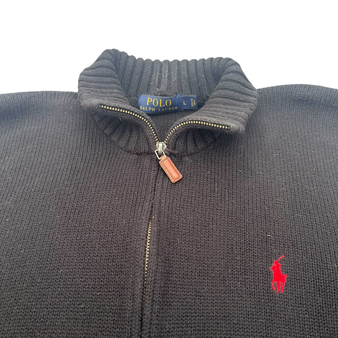 VINTAGE Polo Ralph Lauren Zip Up Knit Sweater (Large)