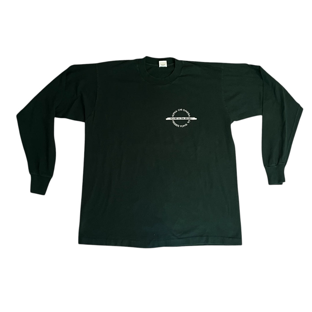 VINTAGE 1993 Alpha Chi Omega Frisbee Fling Longsleeve T Shirt (XL)