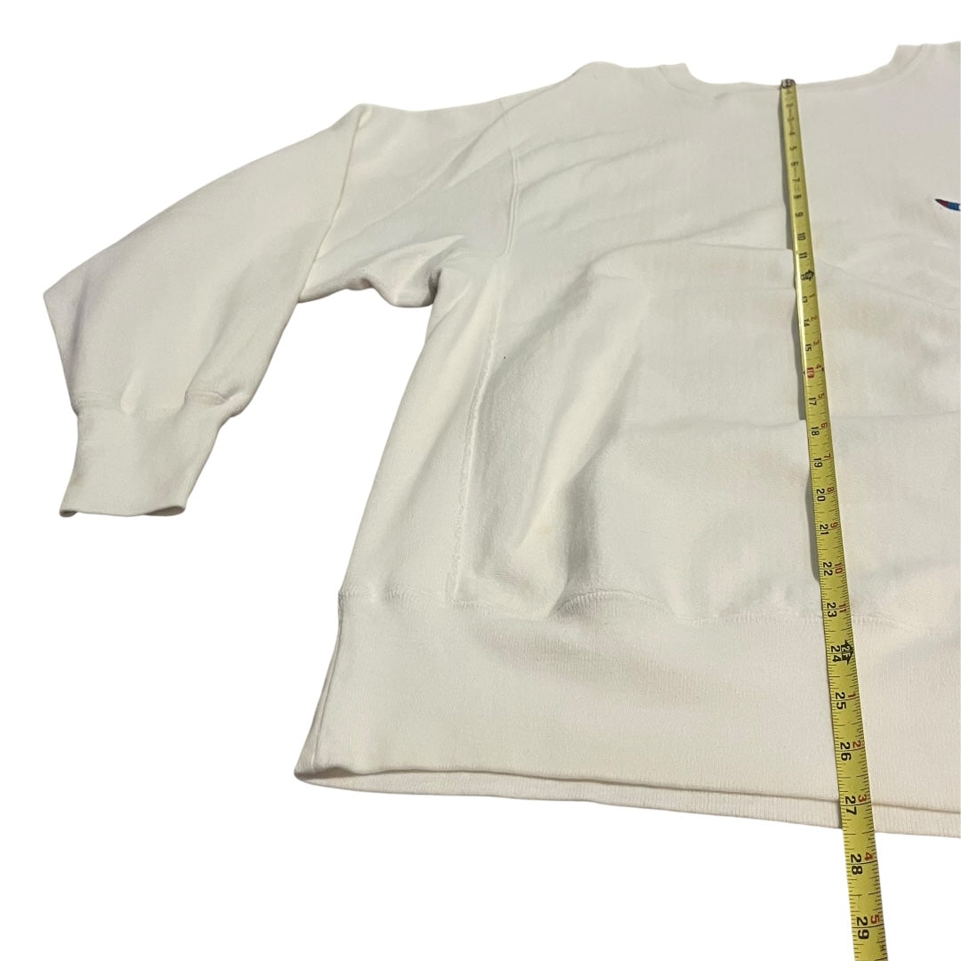 VINTAGE 1990s Champion Reverse Weave Logo Sweatshirt - White (XL)