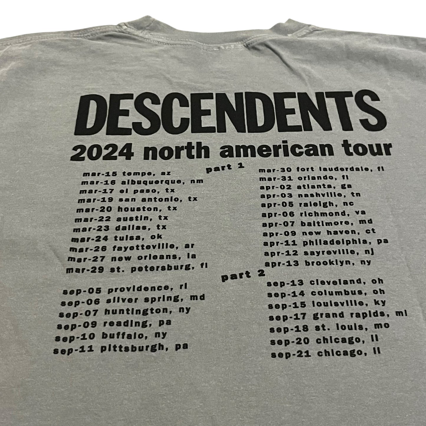 Circle Jerks x Decendents 2024 Concert Tour T Shirt - Grey (Medium)
